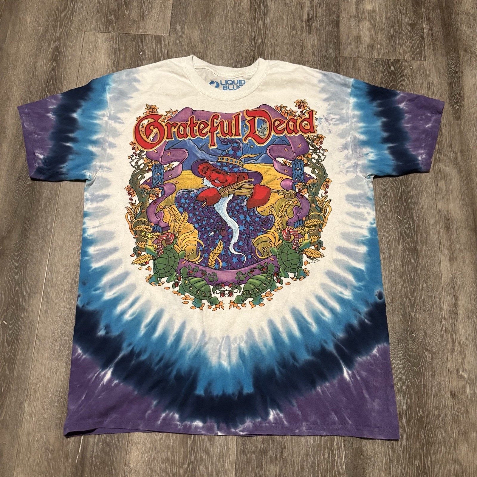 Vtg Y2K 2000 Grateful Dead Liquid Blue Terrapin Moon Tie Dye T Shirt Men’s L