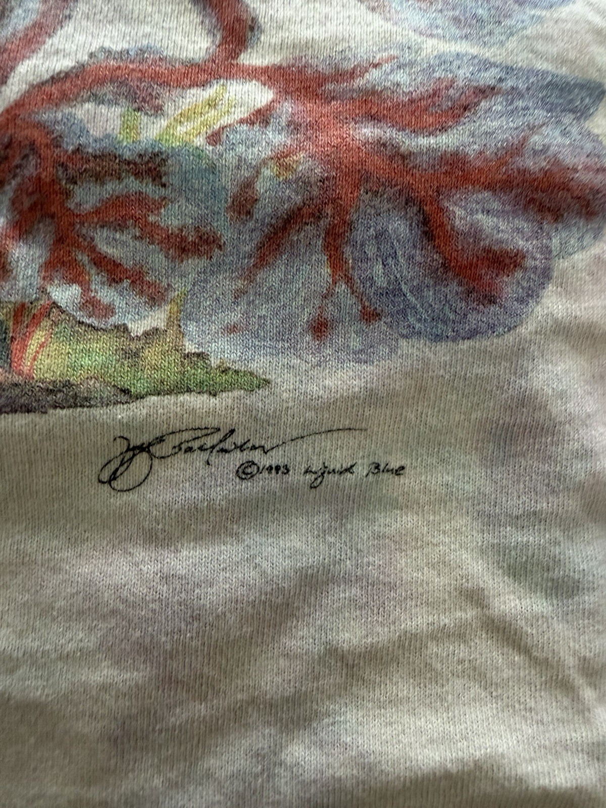 Vintage Liquid Blue T-Shirt Oceanica Ocean Animals AOP Single Stitch 1993 gallery