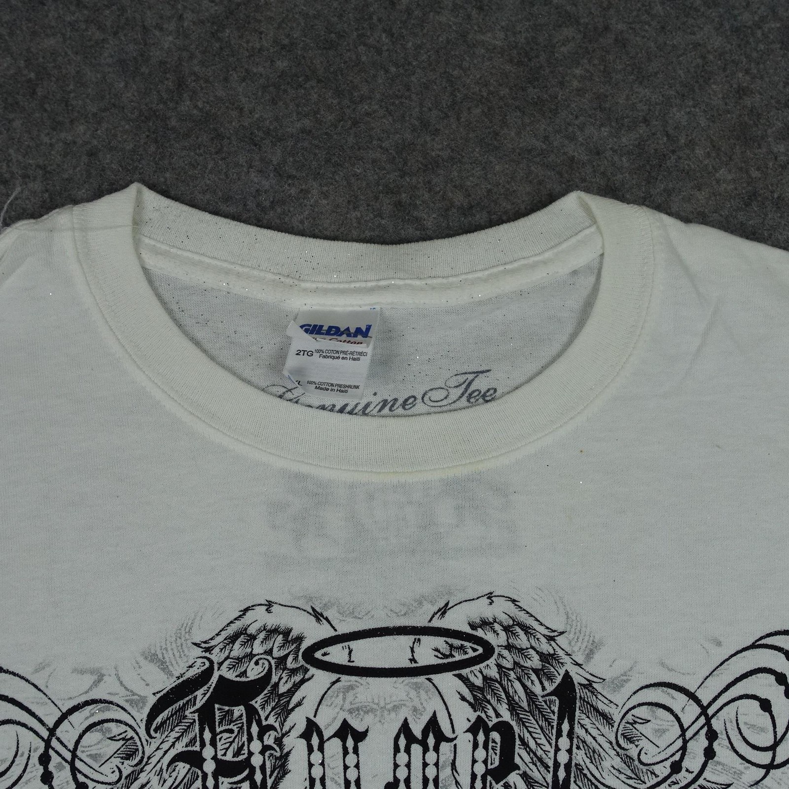 Angel Shirt Mens 2XL White Graphic Wings Halo Gothic Glitter Tee Genuine Tee Y2K gallery