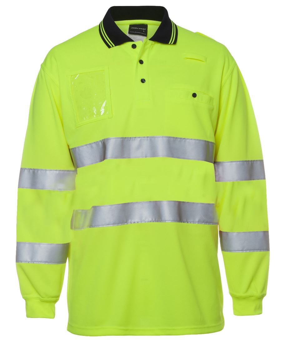 Jb's Hi Vis Bio-Motion Long Sleeve Safety Polo 3M Tape Walkie Talkie Tab CoolDry gallery