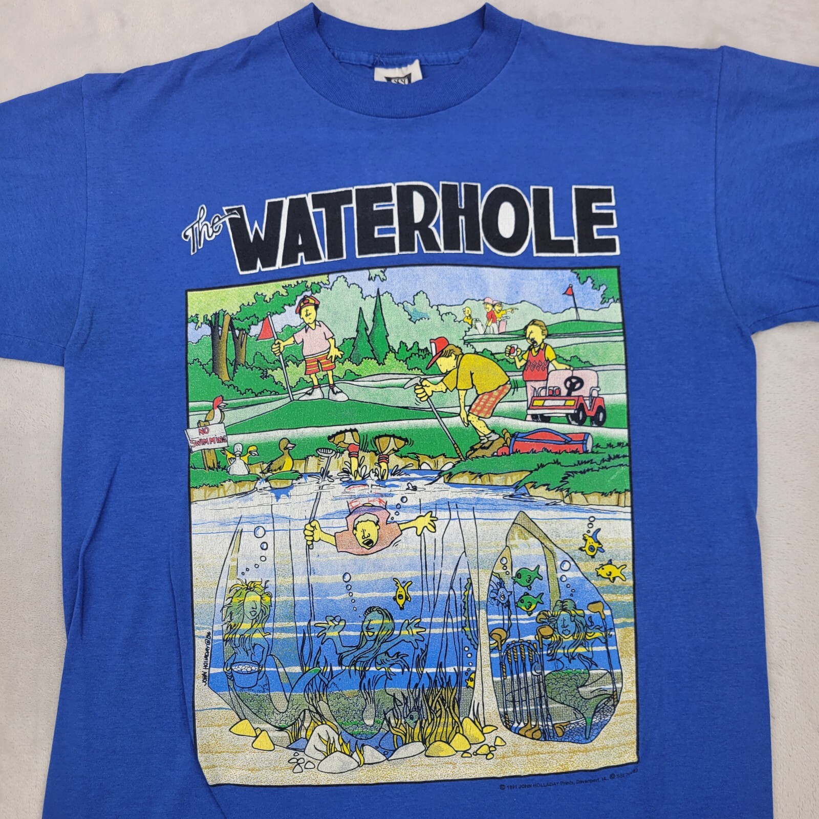 Vintage Golf Shirt Mens Large Single Stitch The Waterhole John Holladay Comic gallery