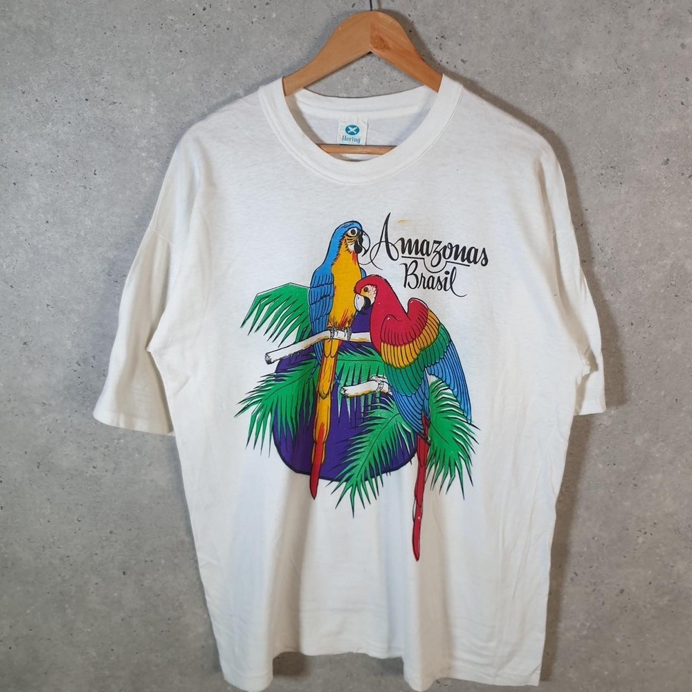 Vintage Hering Amazonas Brazil Graphic 90s Single Stitch T-Shirt Men’s 2XL White