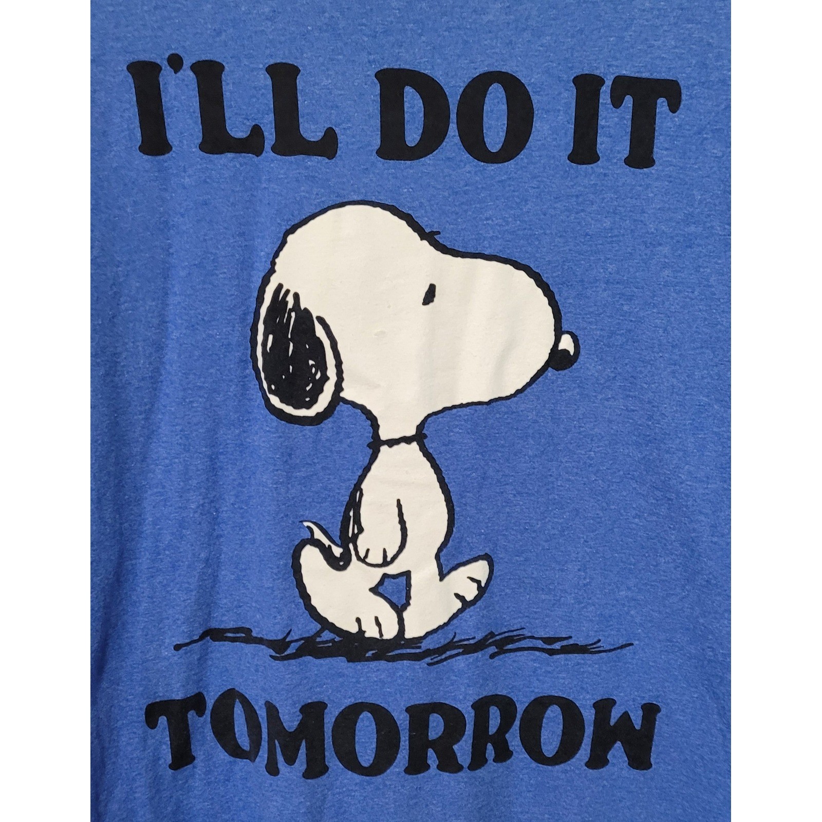 Peanuts Snoopy I’ll Do It Tomorrow T-Shirt Mens XL Blue Graphic Tee Humor