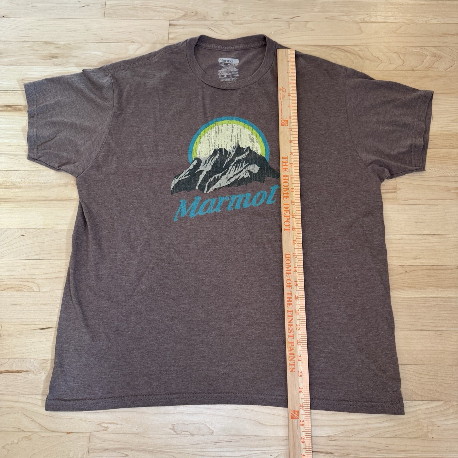 Marmot Mountain Works T Shirt Mens XL Graphic 100% Organic Cotton Brown gallery