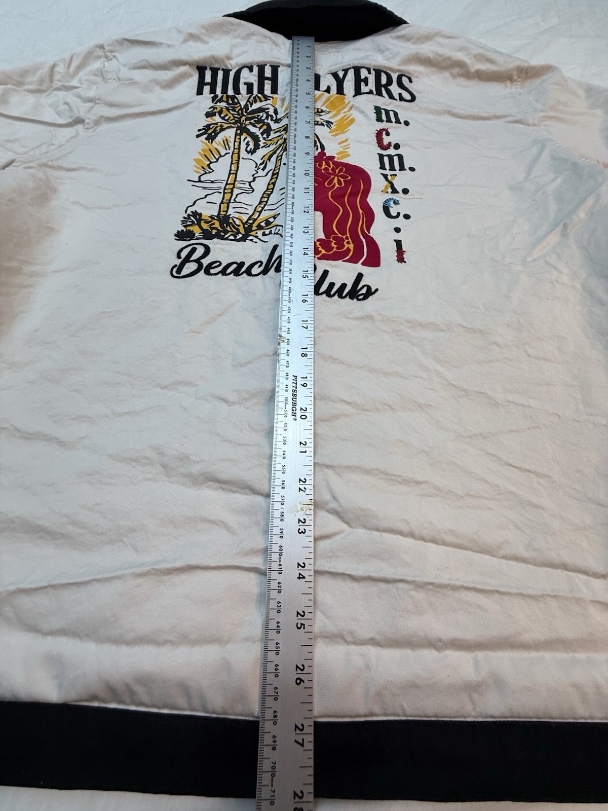 Smoke Rose Satin Lounge Beach Shirt- Chalk / XL Beach Club Palm Trees/ gallery