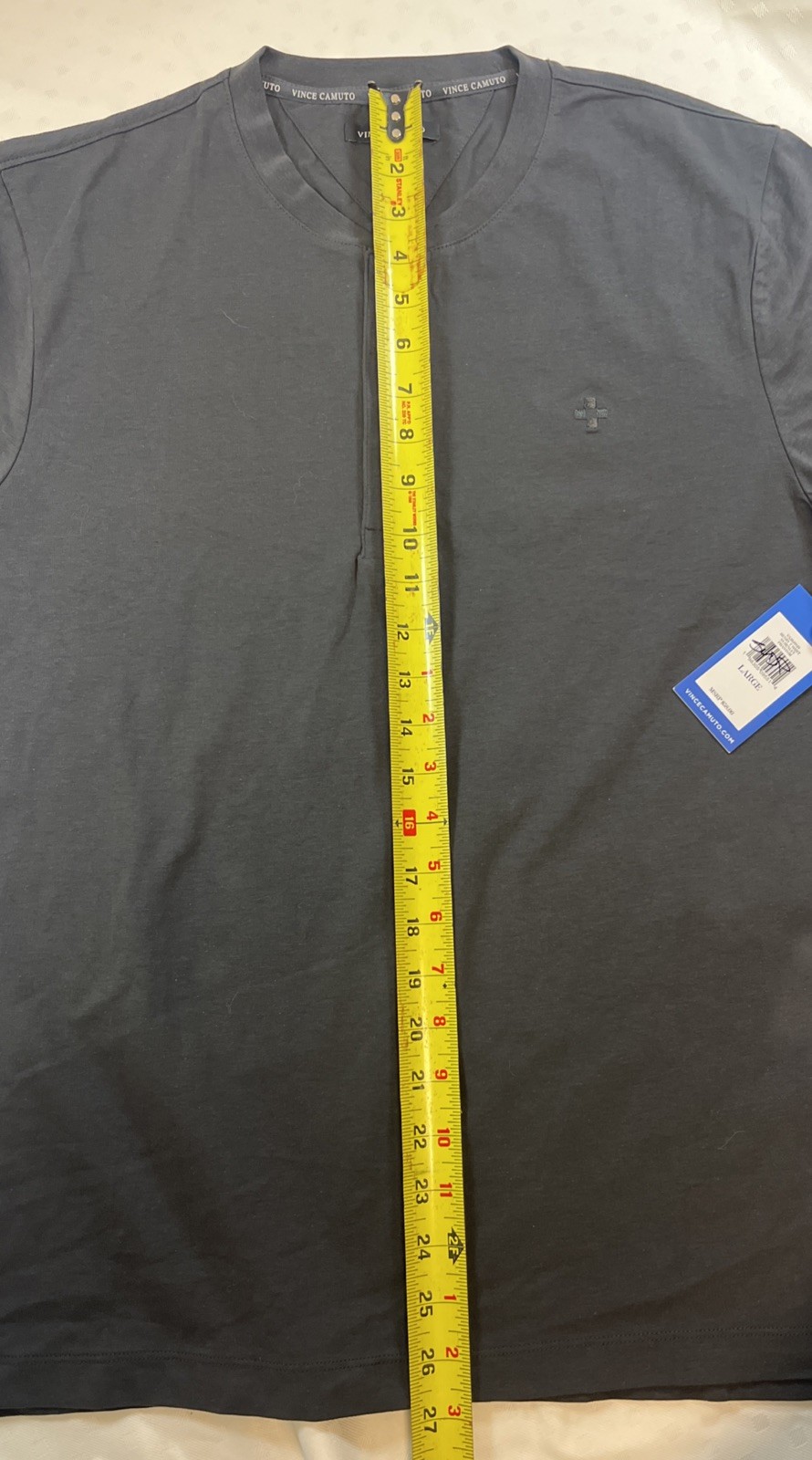 Mens L Vince Camuto Charcoal Short Sleeve Henley NWT gallery