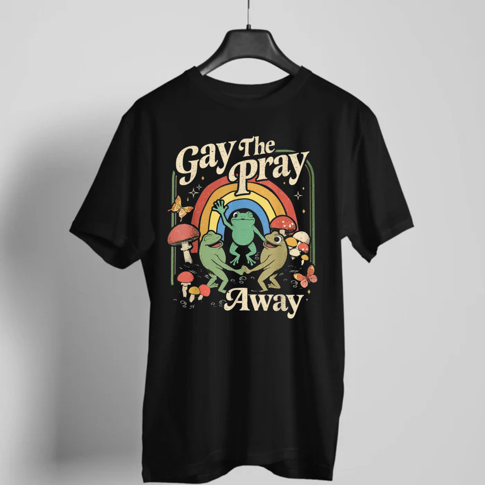 Gay The Pray Away Rainbow Funny Meme Frogs LGBT Pride LGBTQ T-Shirt (L) gallery