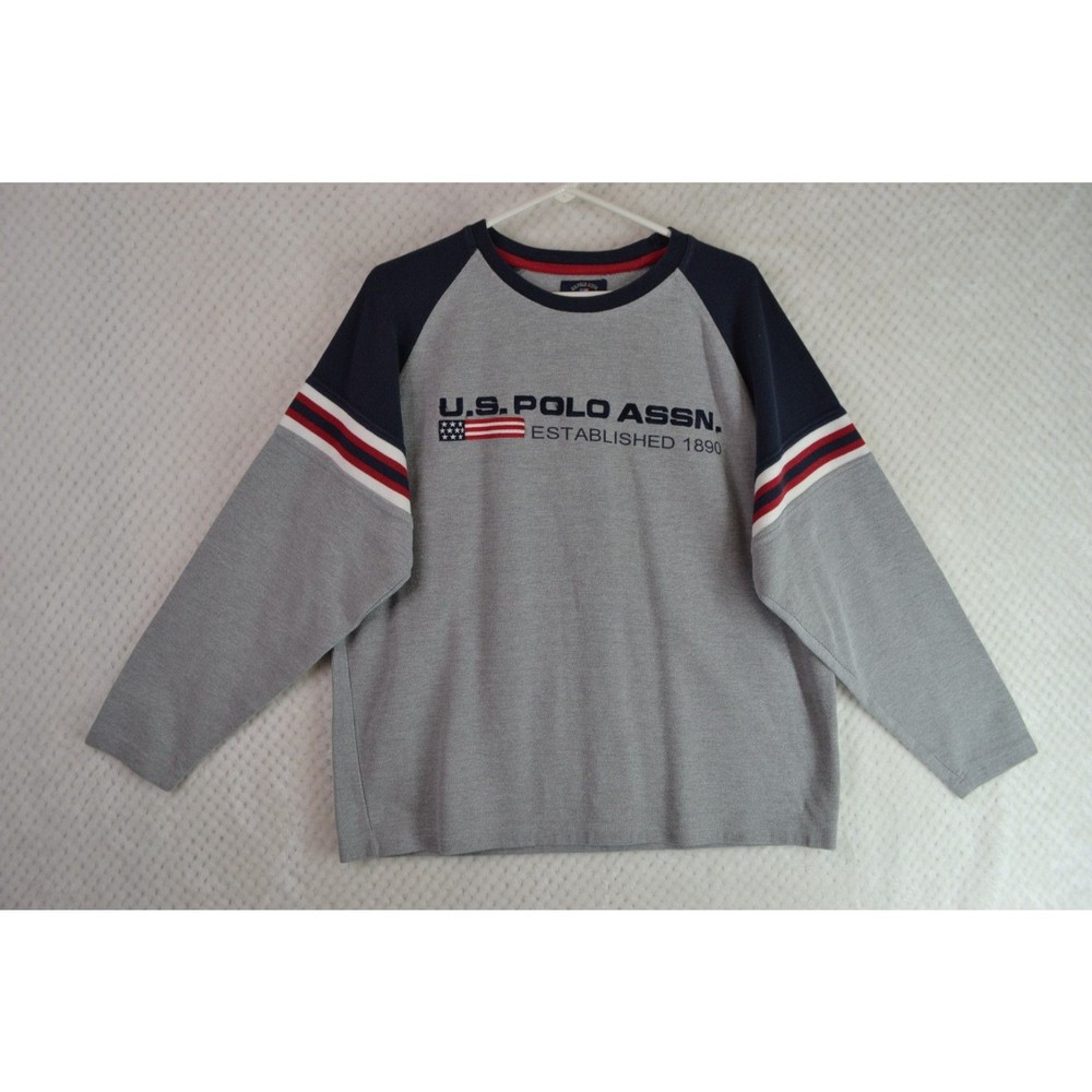 US Polo Assn Men’s Large Gray and Navy Blue Long Sleeve Thermal Reglan Shirt