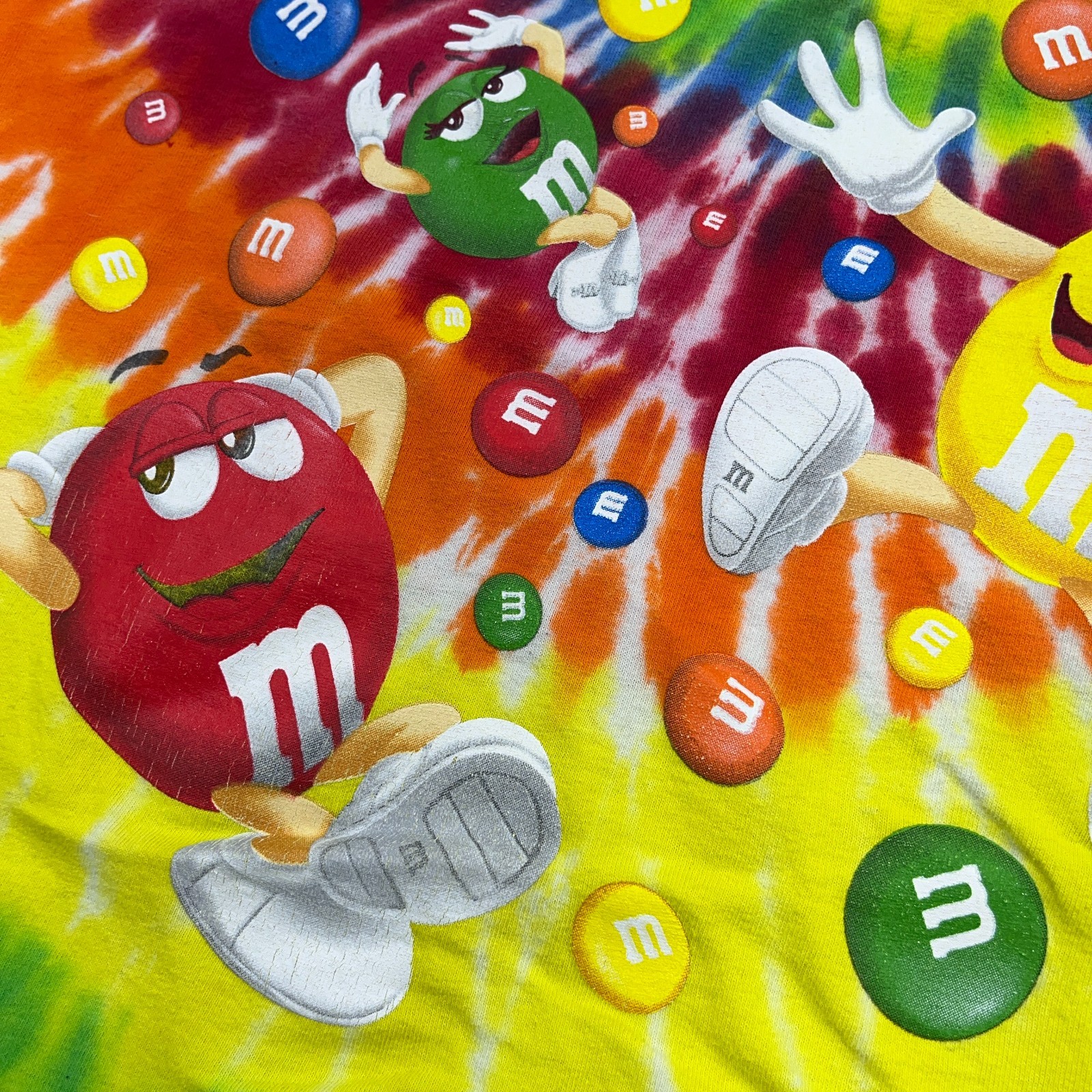 M&Ms Shirt Men XL Tie Dye Rainbow Chocolate Candy Retro Skate Swirl Adult gallery