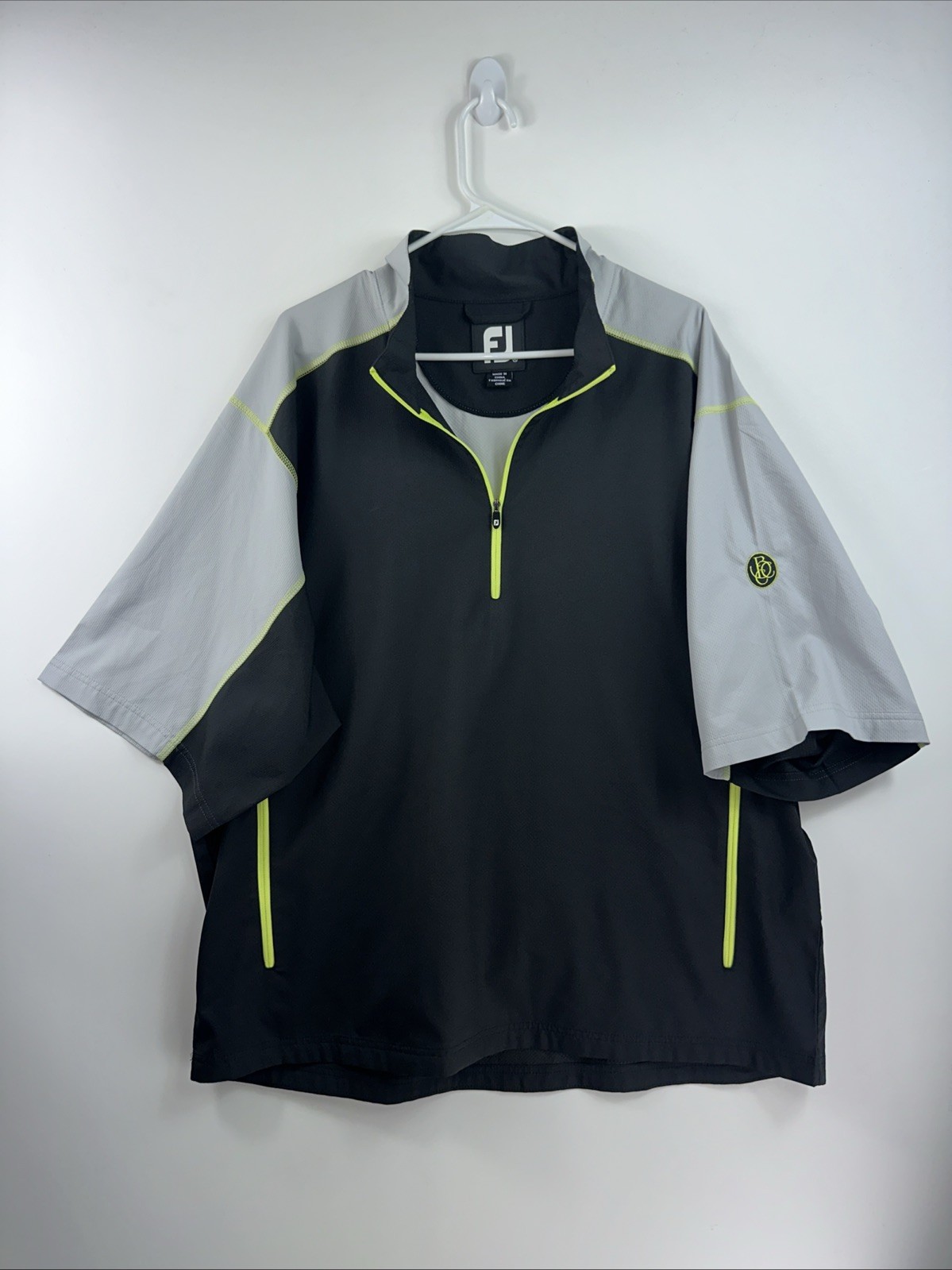 FJ FootJoy Men’s XL Black Gray S/S 1/4 Zip 100% Polyester Golf WindBreaker gallery