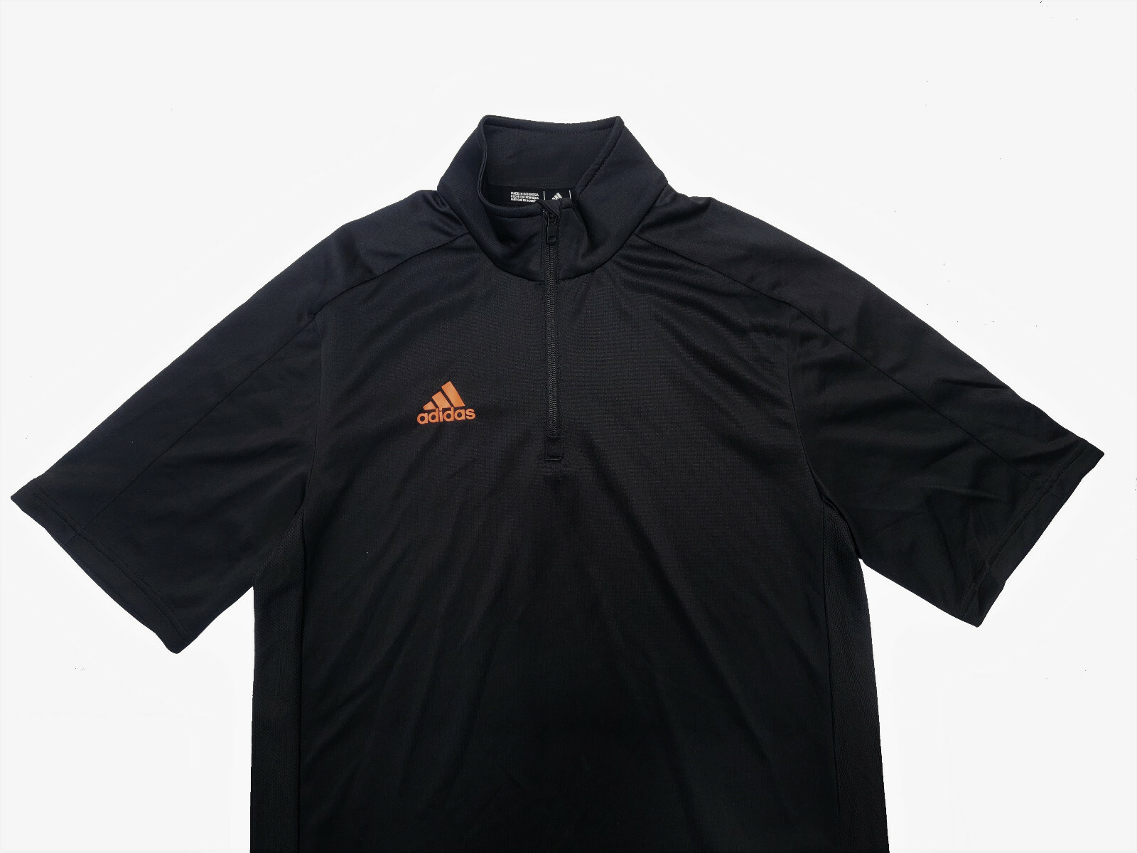 adidas Game Built Short Sleeve Quarter-Zip Top Mens Multi-Sport Black/Orange 2XL gallery