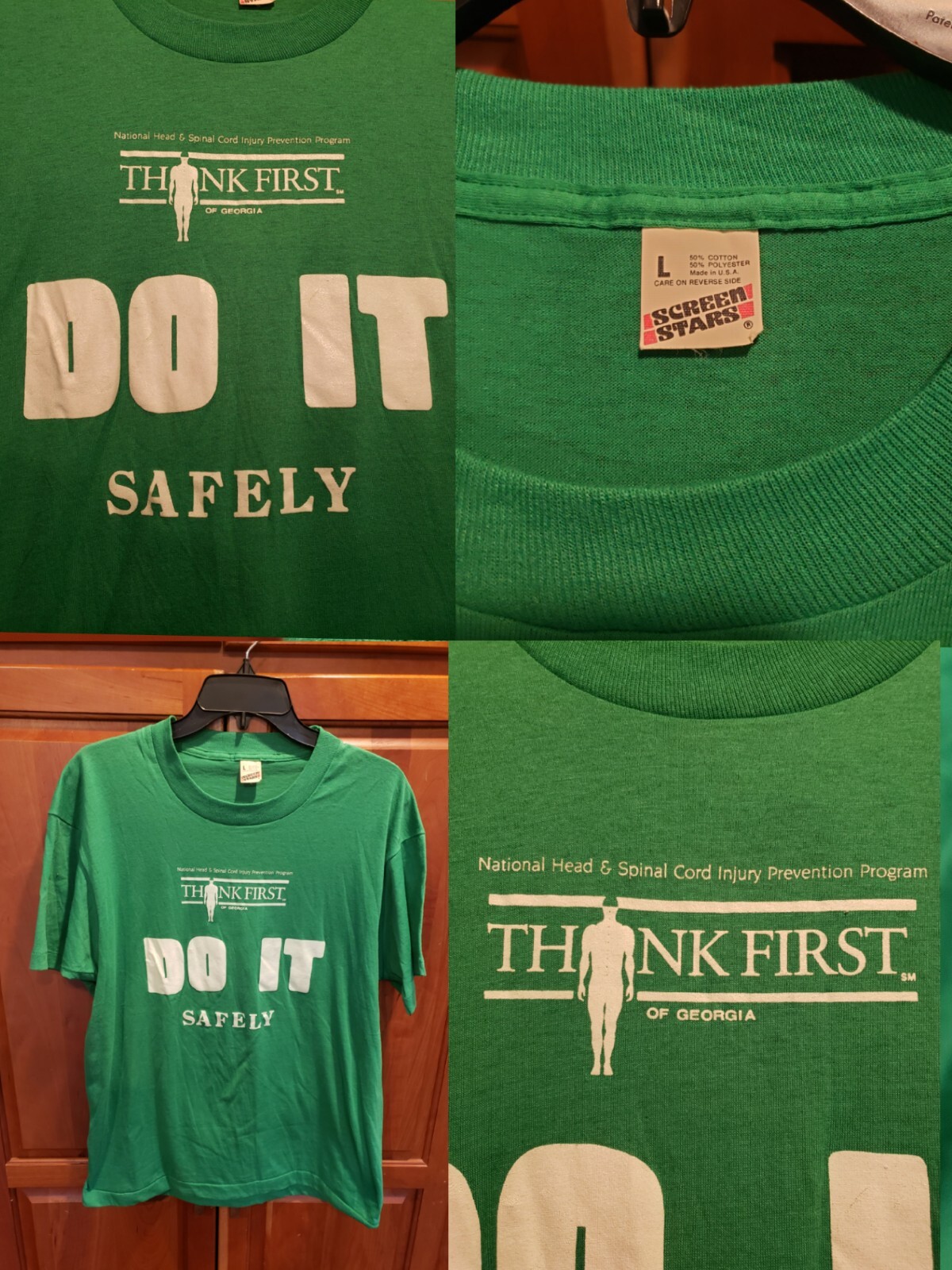 Vintage 80’s/90’s DO IT SAFELY Head & Spine GA Single Stitch Graphic T-Shirt L