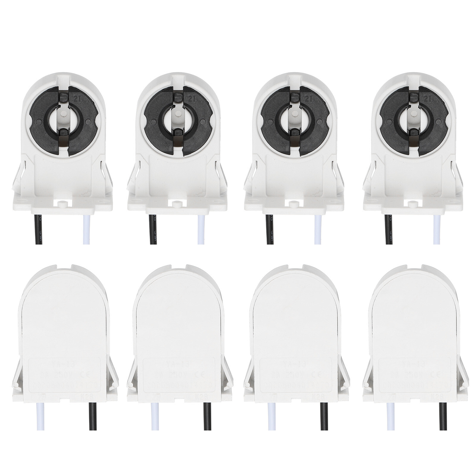 T8 Lamp Holder with Wire, 8Pcs Tube Light Socket for LED Fluorescent Replacement