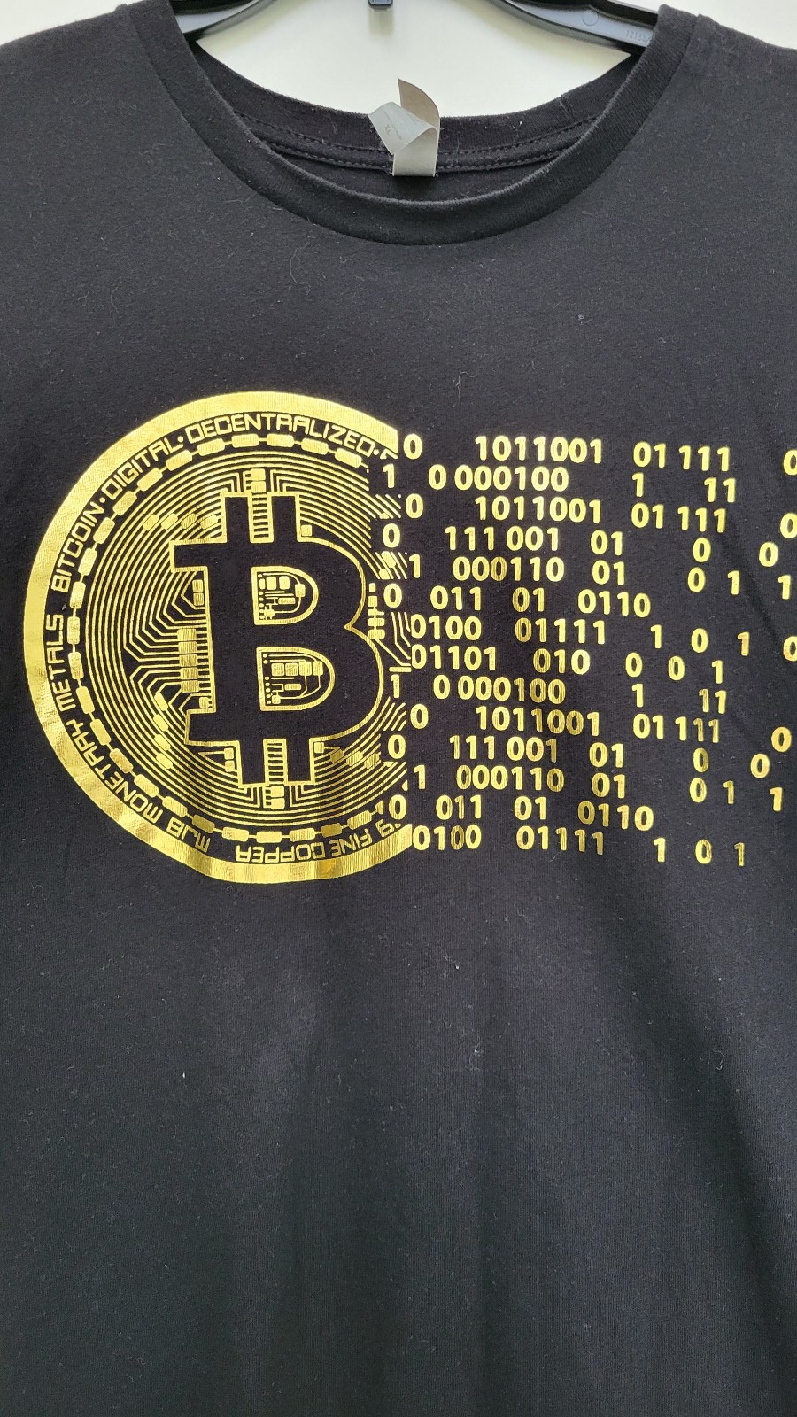 Bitcoin Digital Crypto Currency Traders Graphic 1 0 Binary Gold Black T-shirt XL gallery