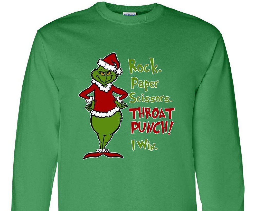 The Grinch - Rock, Paper, Scissors, Throat Punch, I Win! - Long Sleeve T-Shirt gallery