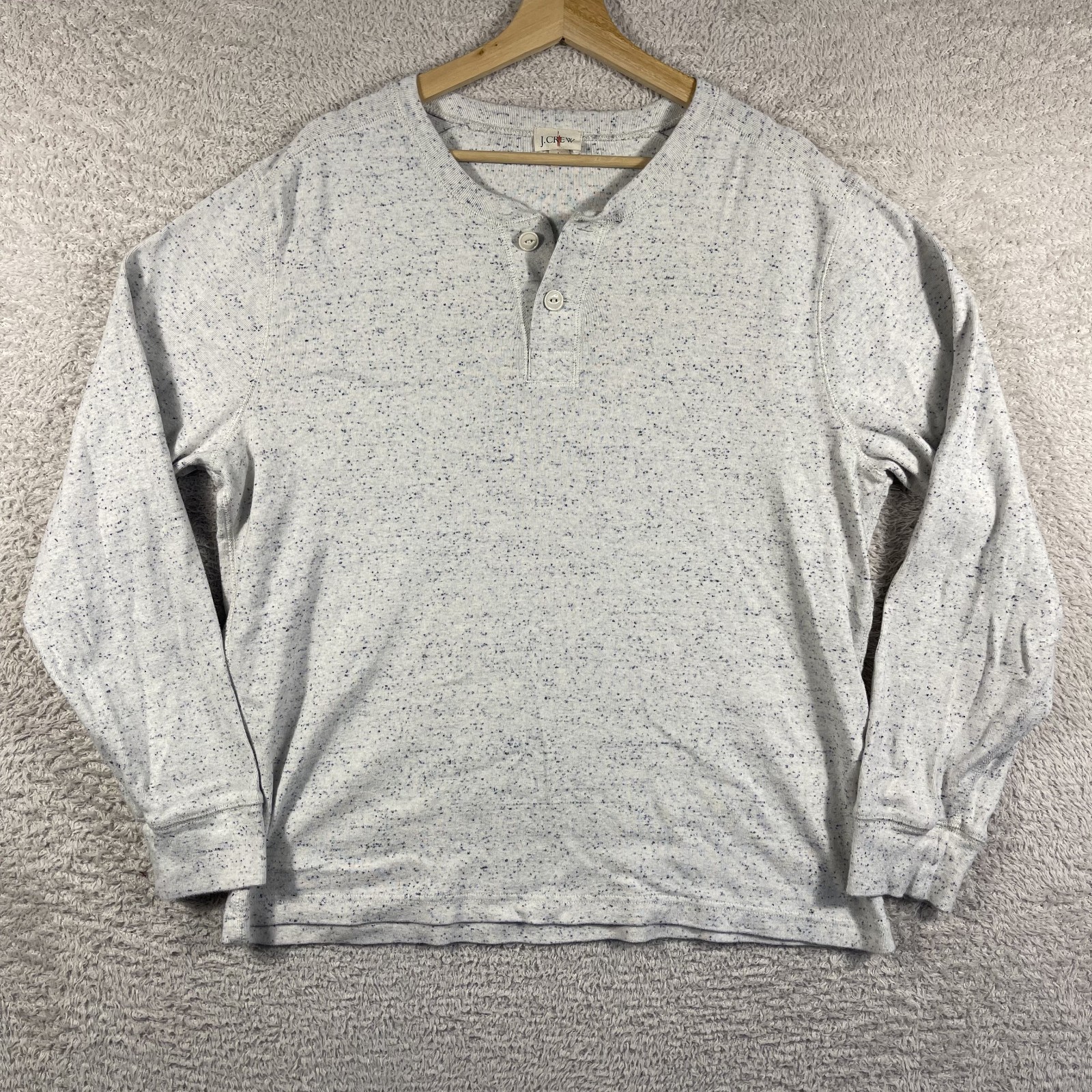 J. Crew Shirt Mens Large Gray Oarsman Heritage Brushed Rib Knit Henley Vintage gallery