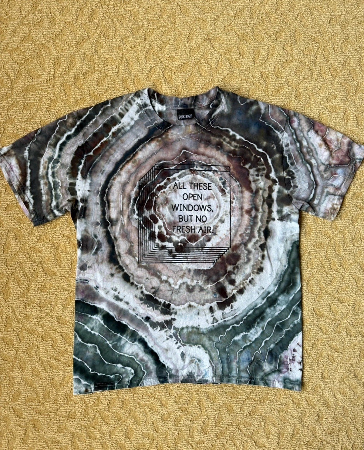 Geode Ice Dyed Tie Dye Fuckjerry Open Windows Fresh Air Meme Shirt Large