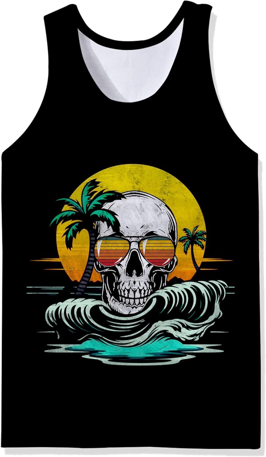 Mens Cotton Tank Tops Funny Graphic Beach Summer Sleeveless Muscle Tank Top gallery