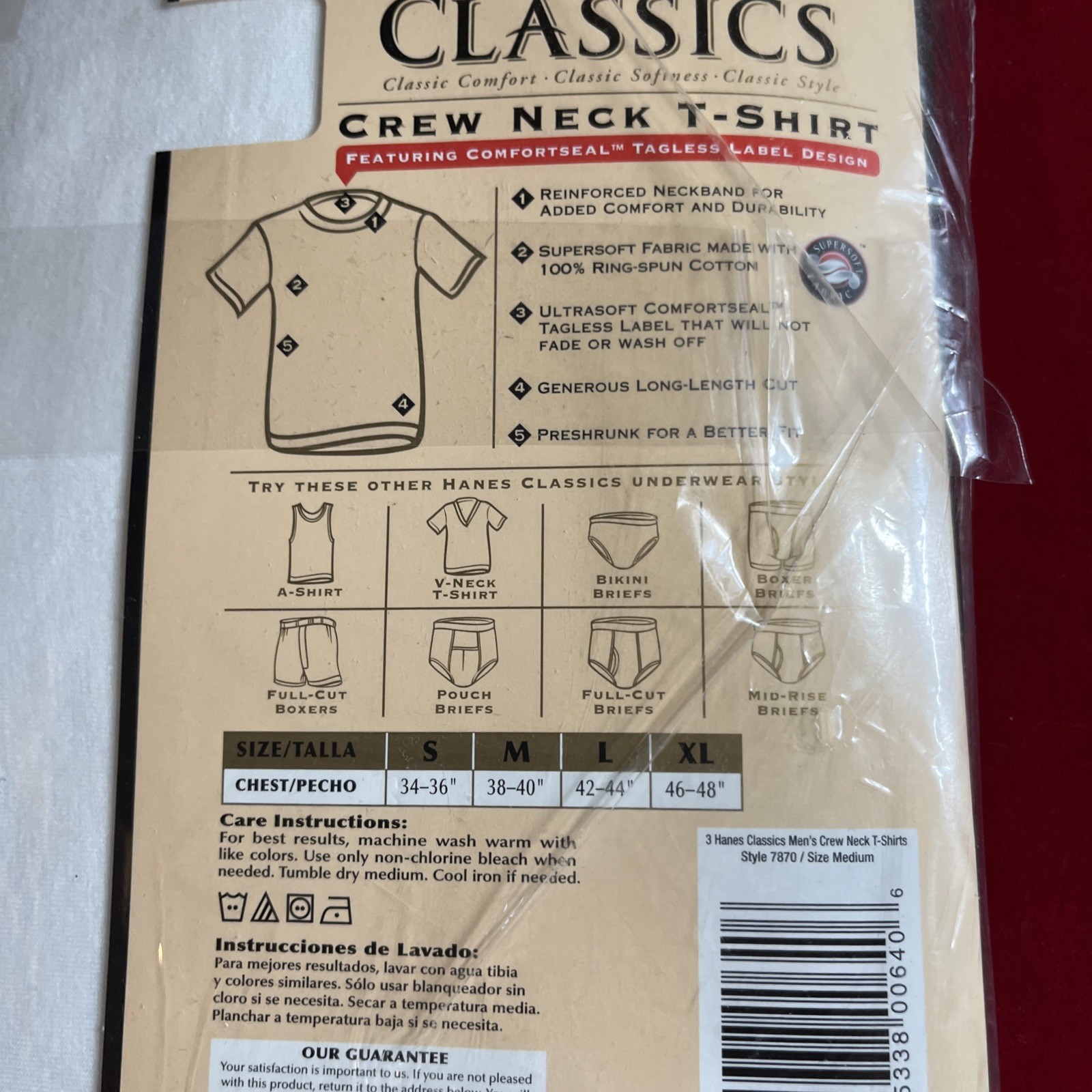 VTG Hanes Men White Crew Neck T-Shirts Tagless Comfortsoft 3-Pack Medium NEW NOS gallery