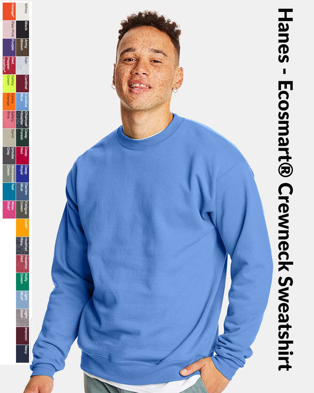 Hanes Men’s Sweatshirt Long Sleeve Cuff Waistband Ecosmart Crewneck Fleece P160