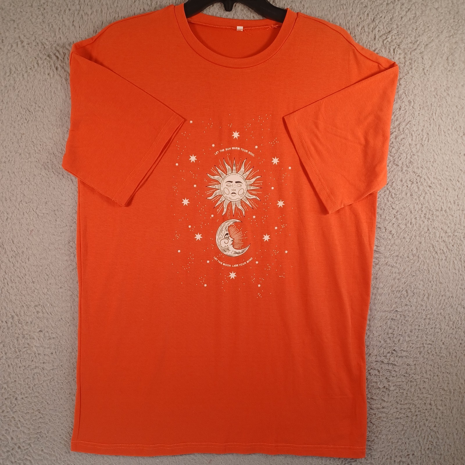 Mens Orange T-Shirt Size Medium Let The Sun Warm Your Soul Let The Moon YourMind gallery
