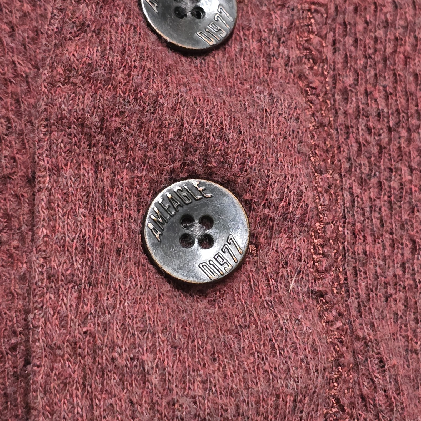 Y2K American Eagle Mens Vintage Fit Henley Waffle Knit Mens XL Maroon Mallcore gallery