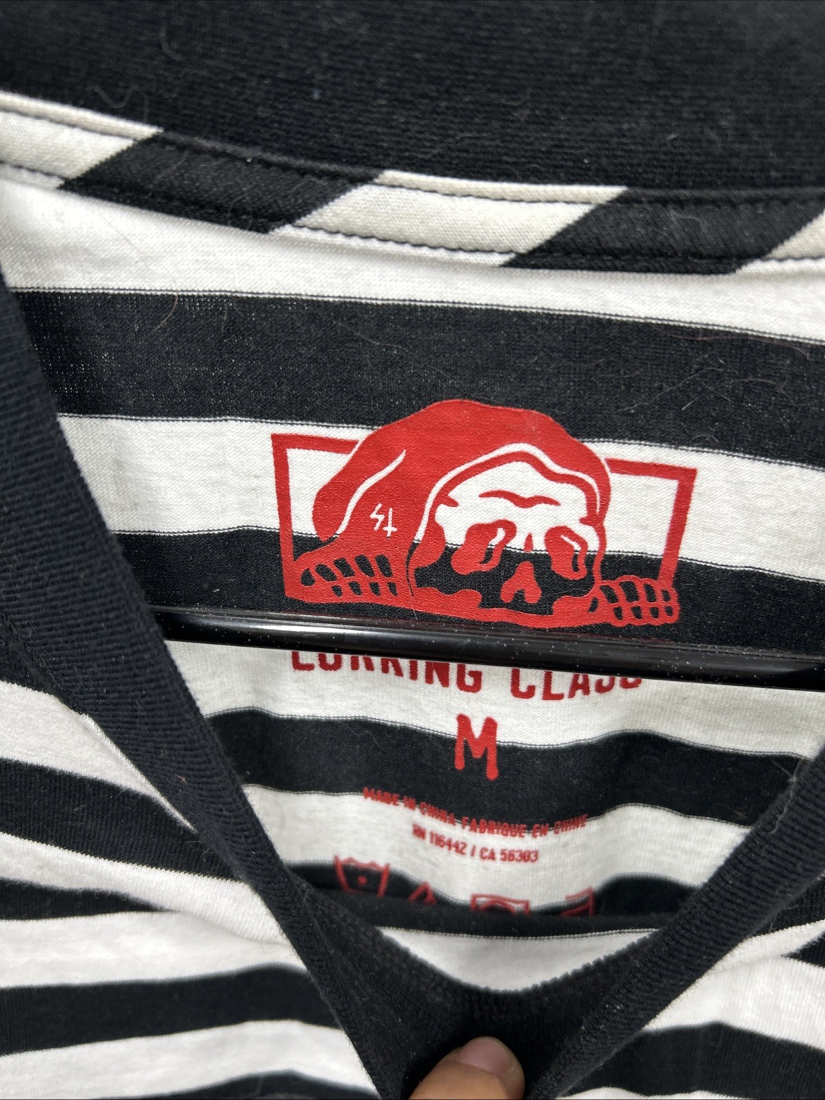 Lurking Class Peeking Striped Long Sleeve Graphic Shirt Grunge Punk Mens Medium gallery