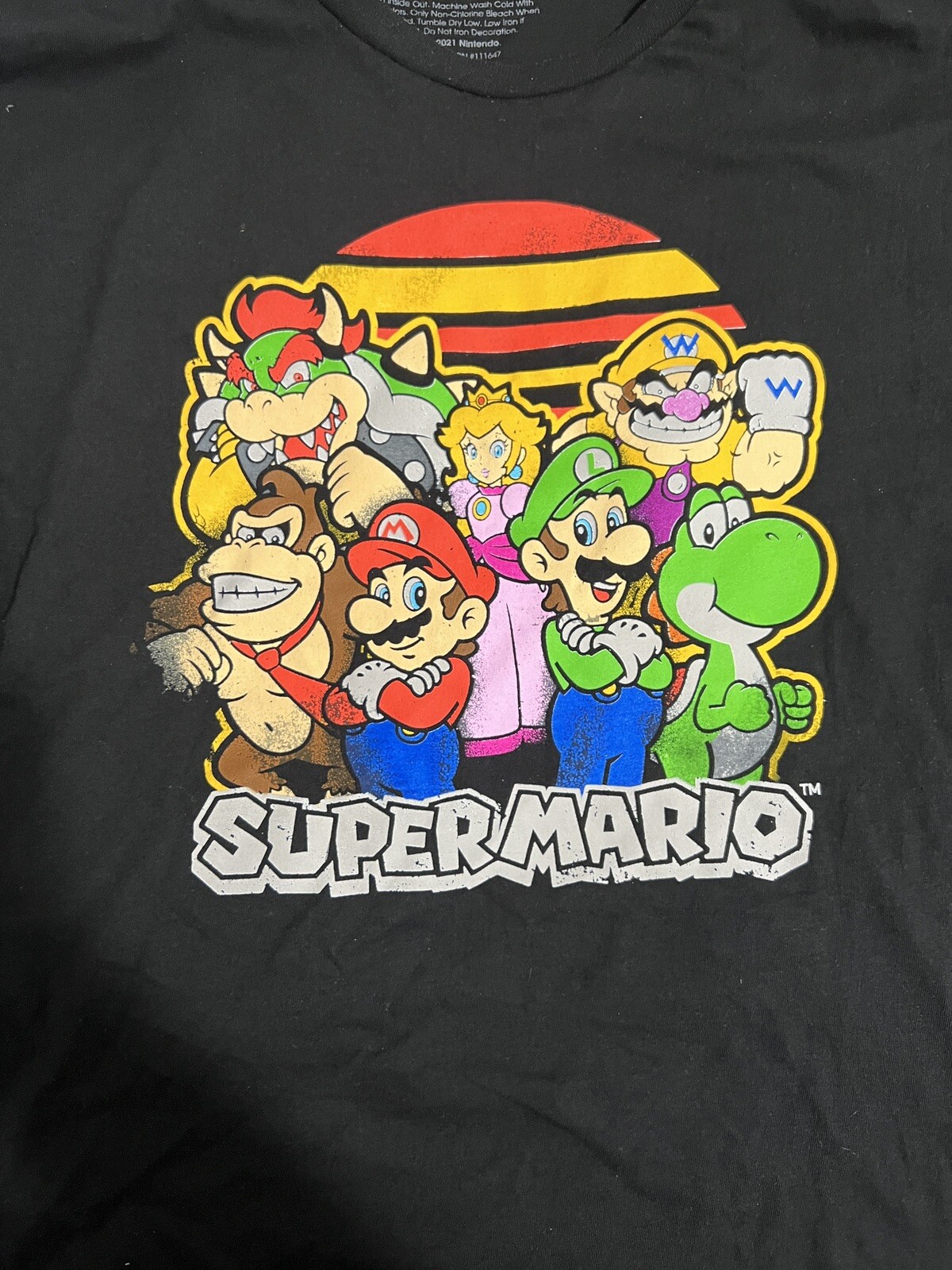 Nintendo Mens Super Mario Brothers Front Graphic Tee 2XL Black New