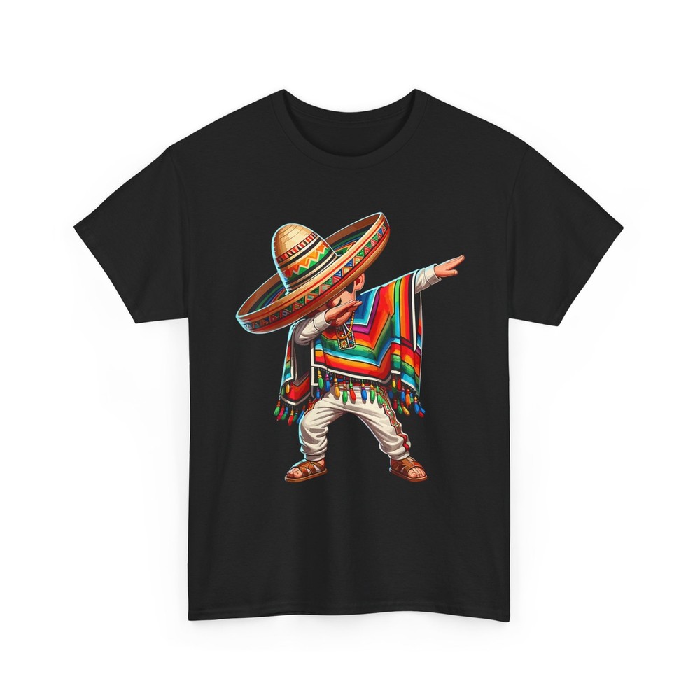 Mexican Boy Dabbing in Poncho Cinco de Mayo T-Shirt for Men and Women