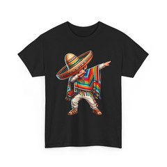 Mexican Boy Dabbing in Poncho Cinco de Mayo T-Shirt for Men and Women