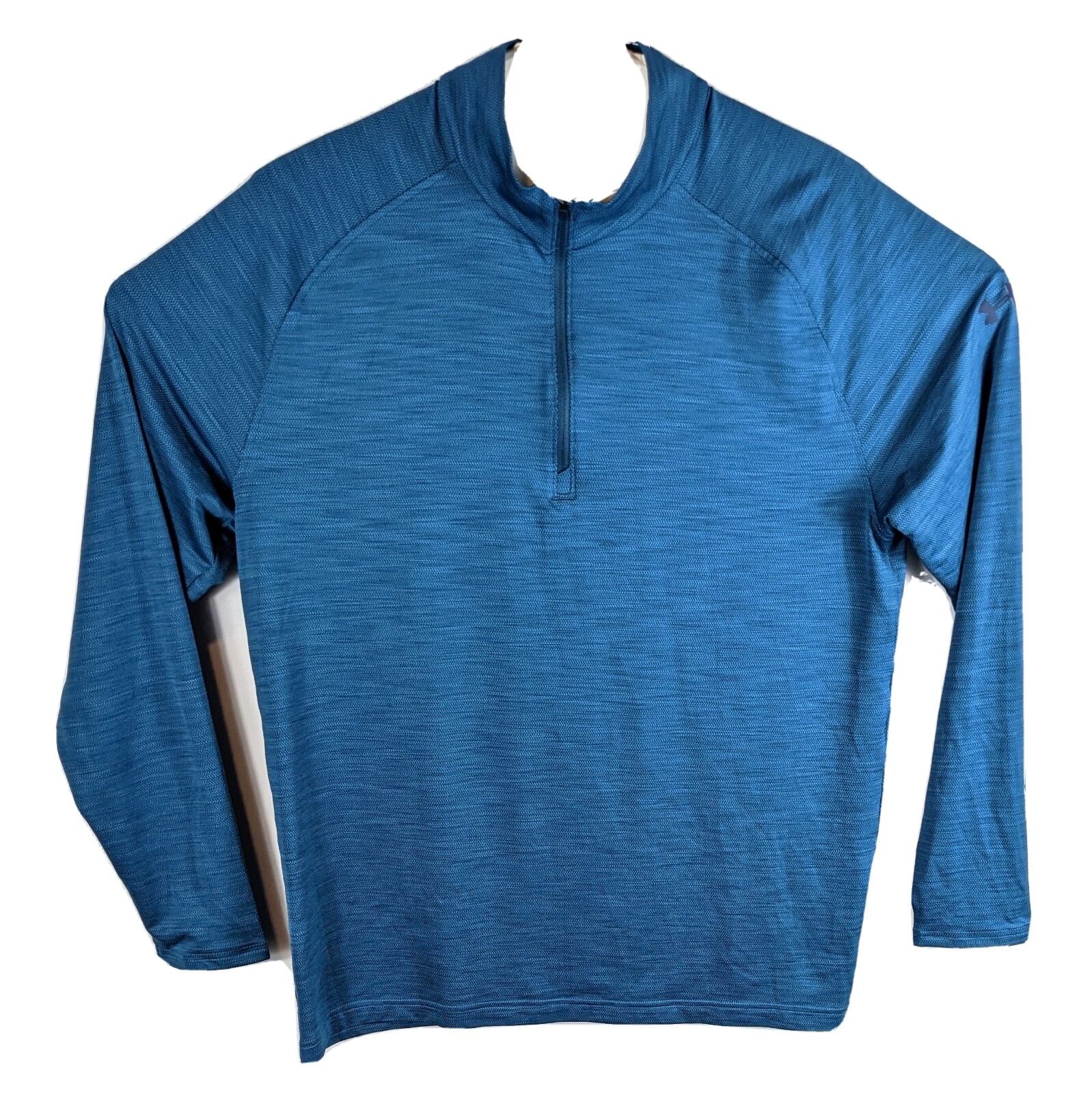 Mens Teal Turquoise 1/4 Zip Athletic Shirt Size Large Long Sleeve gallery