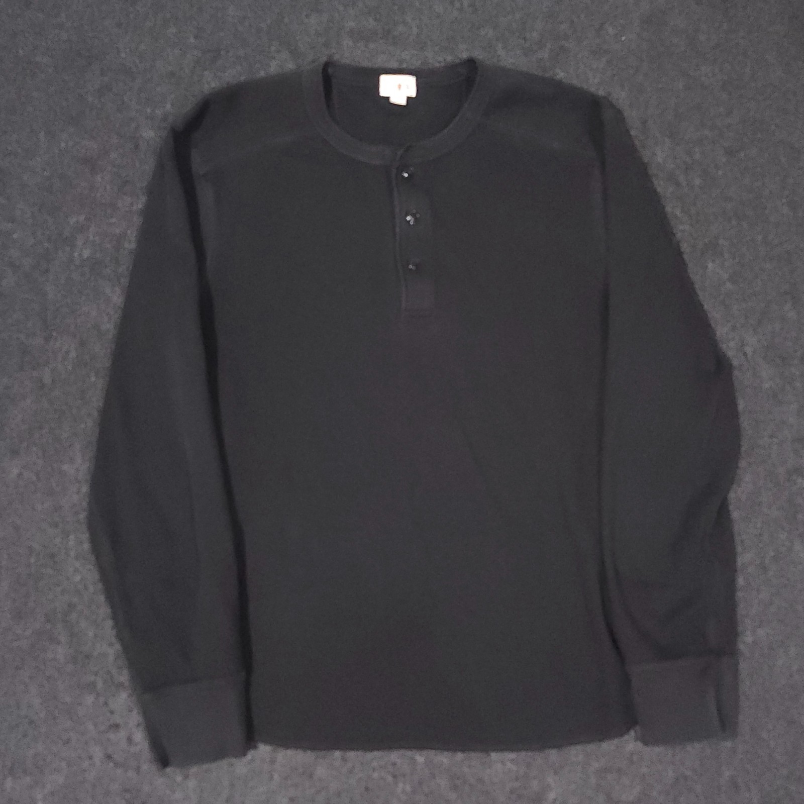 J Crew Oarsman Henley Shirt Mens Large Black Thermal Pullover Long Sleeve Cotton gallery