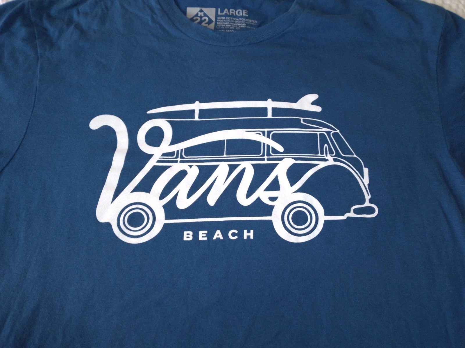 M22 Brand Vans Beach L Large T Shirt Volkswagen Blue Vintage Leland Michigan gallery