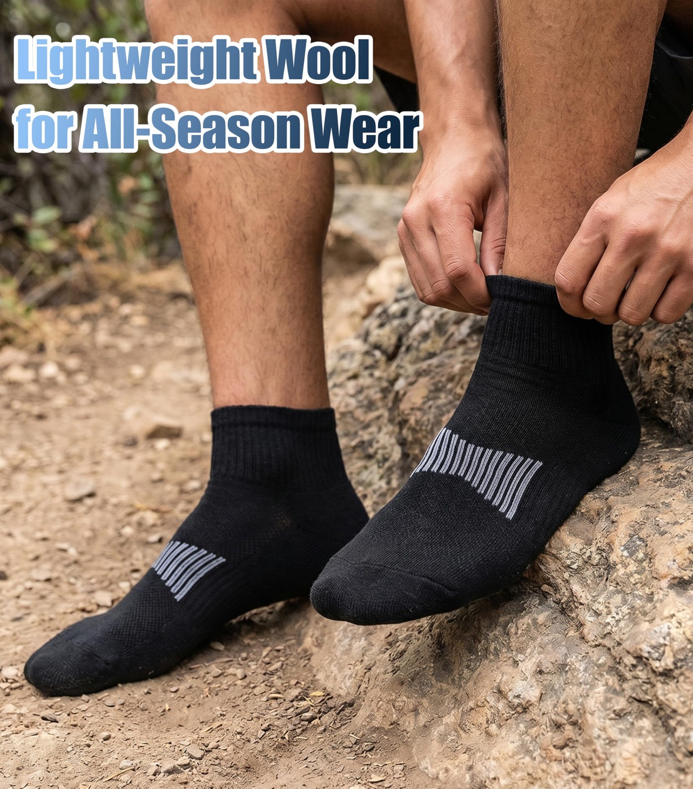3 Pairs Merino Wool Socks for Men Business Casual Wool Ankle Thin Hiking Runn... gallery