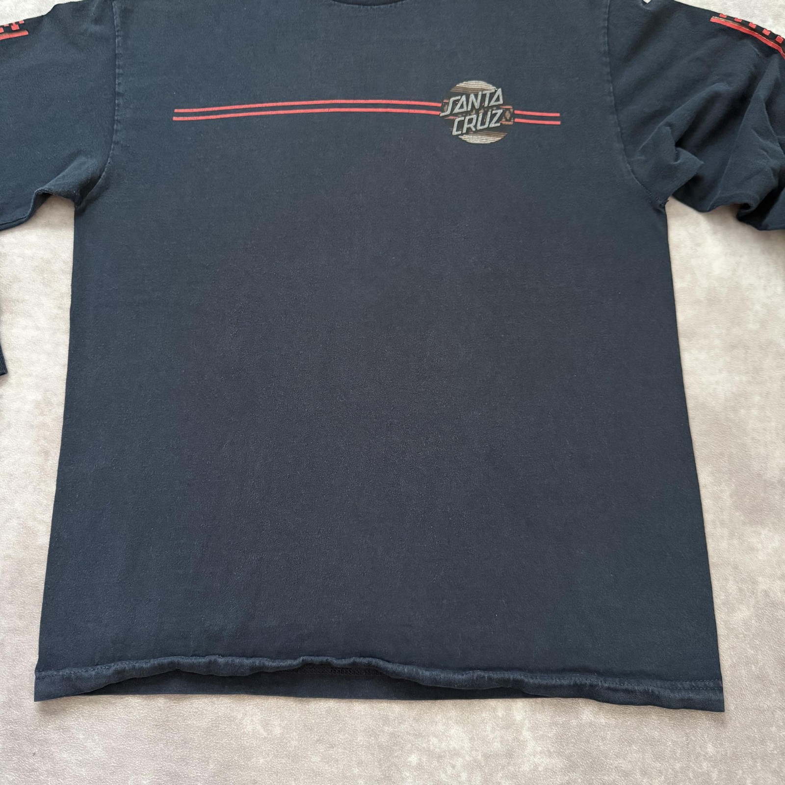 Vintage Santa Cruz Skateboards Shirt Mens L Blue Long Sleeve Stripe Graphic Surf gallery