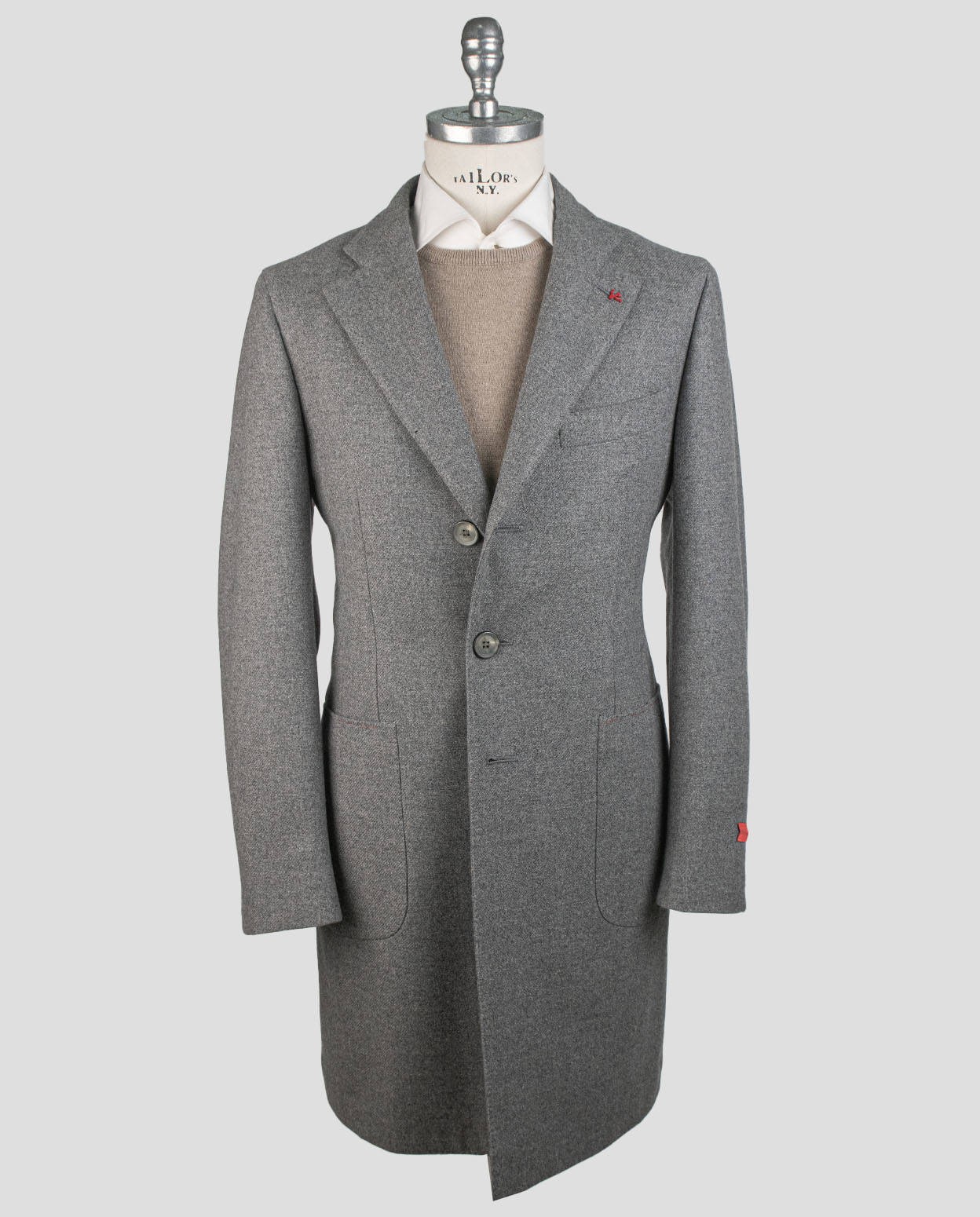 NEW ISAIA GRAY WOOL CASHMERE OVERCOAT US 46 - EU 56 US90 gallery