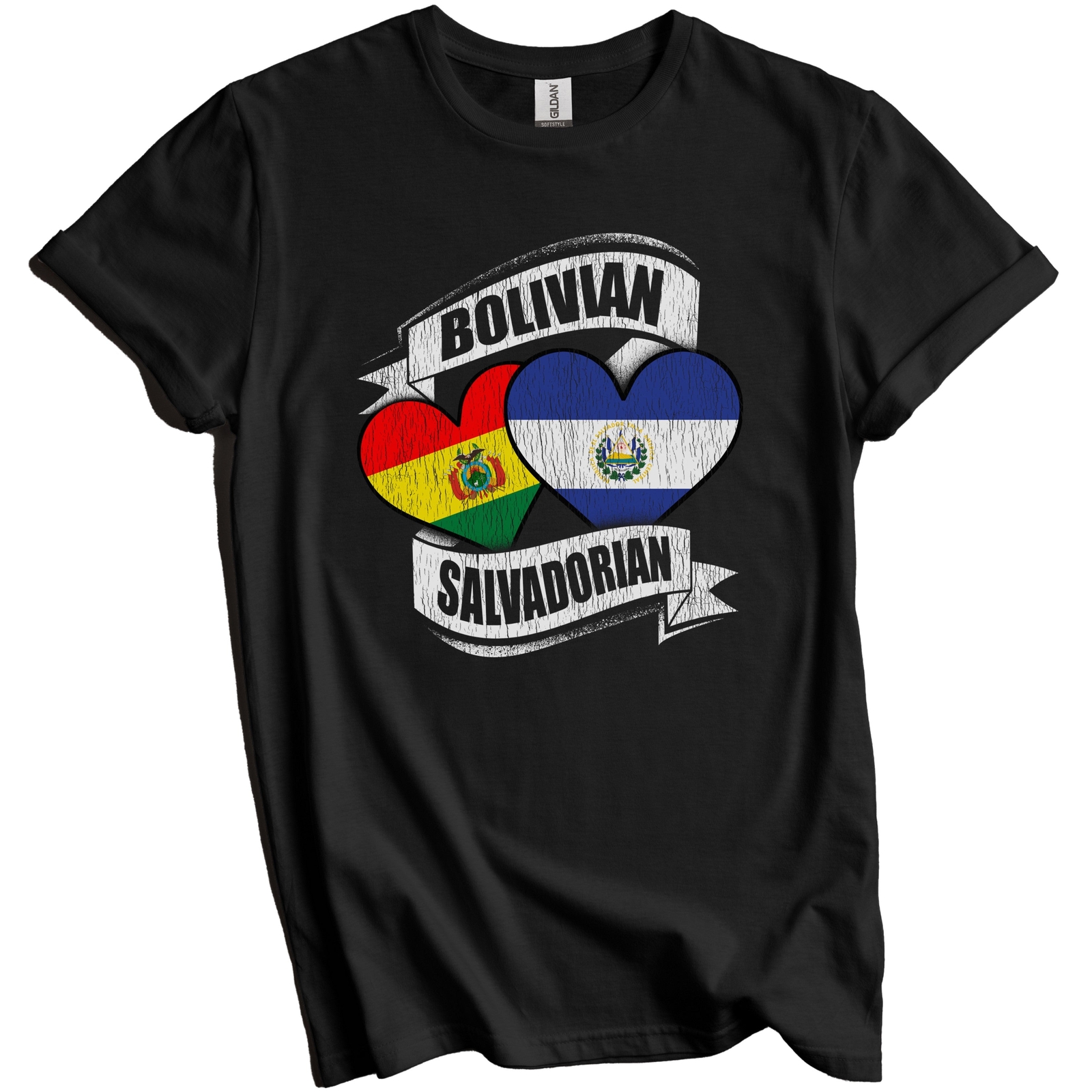 Bolivian Salvadorian Hearts Bolivia El Salvador Flags T-Shirt gallery