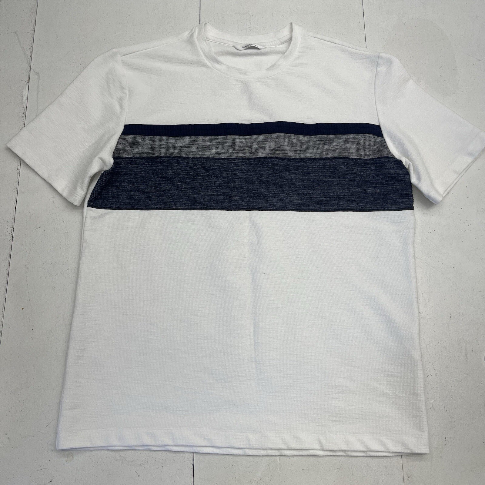 Mind Bridge White Blue Gray Stripe Colorblock T Shirt Mens Size 100 gallery