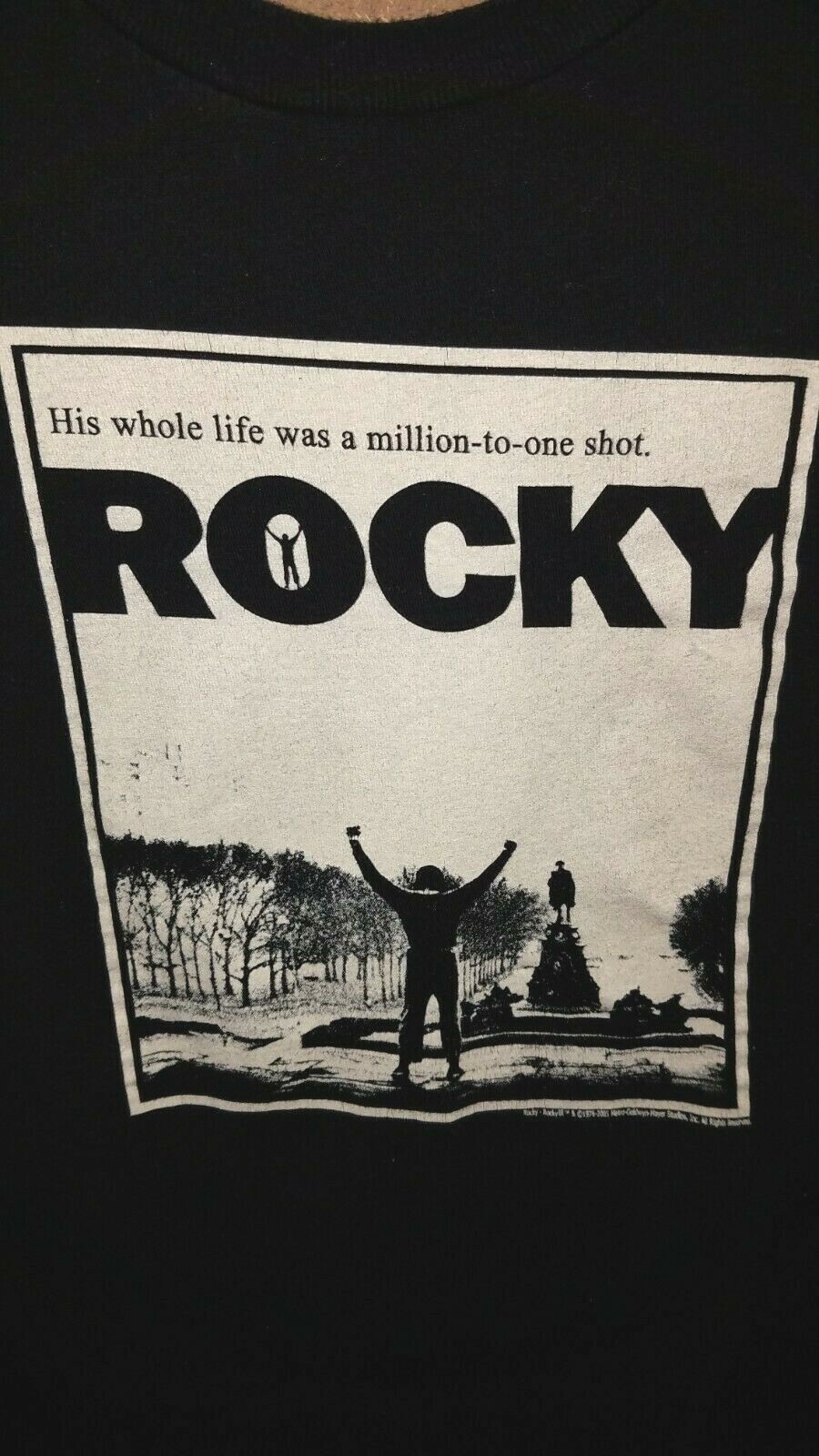 Men's Vintage "Rocky" Tee (no tags-see measurement) Black w/Rocky Graphic. gallery