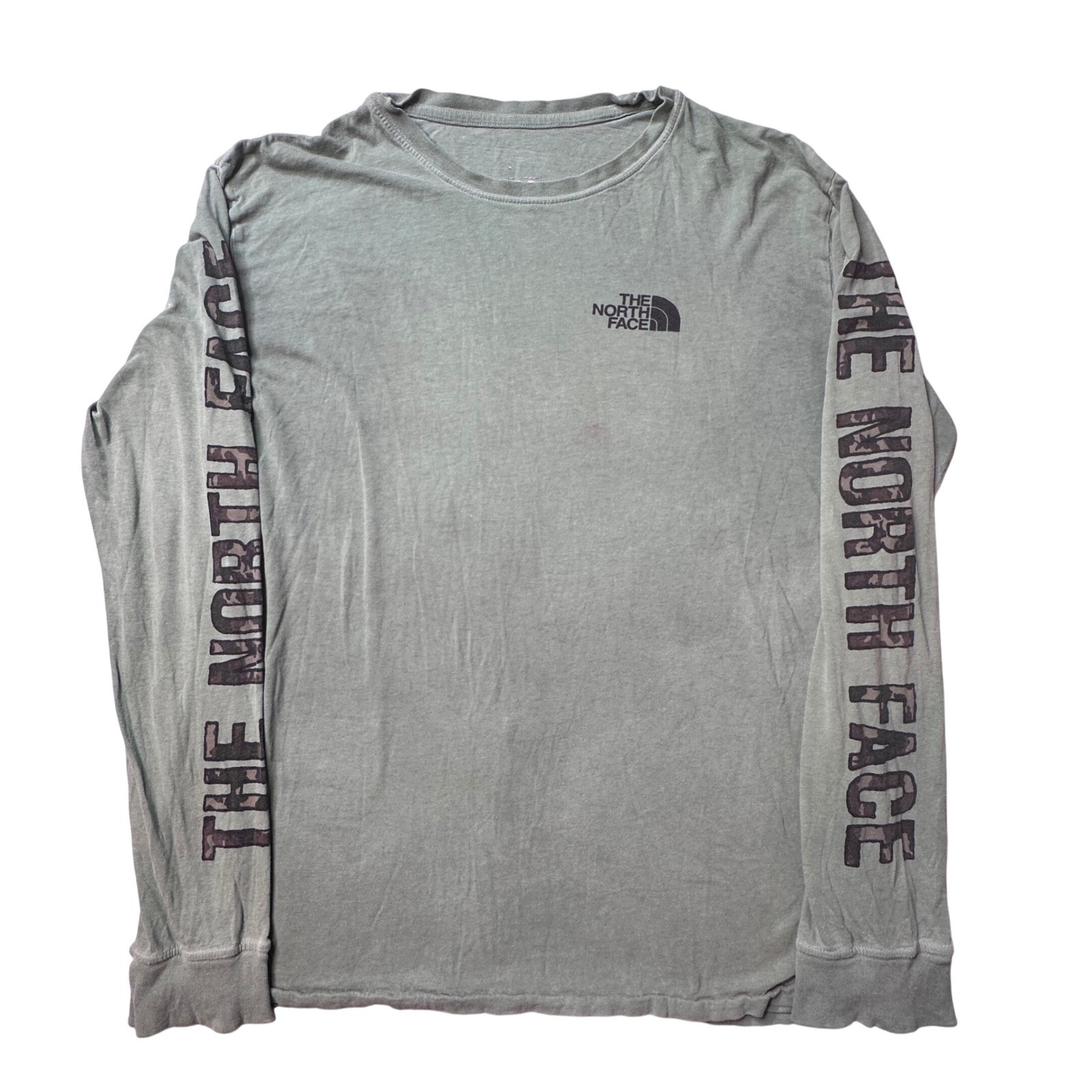 The North Face T-Shirt Mens M Green Long Sleeve Camo Logo NF0A3FQ8 Crewneck gallery