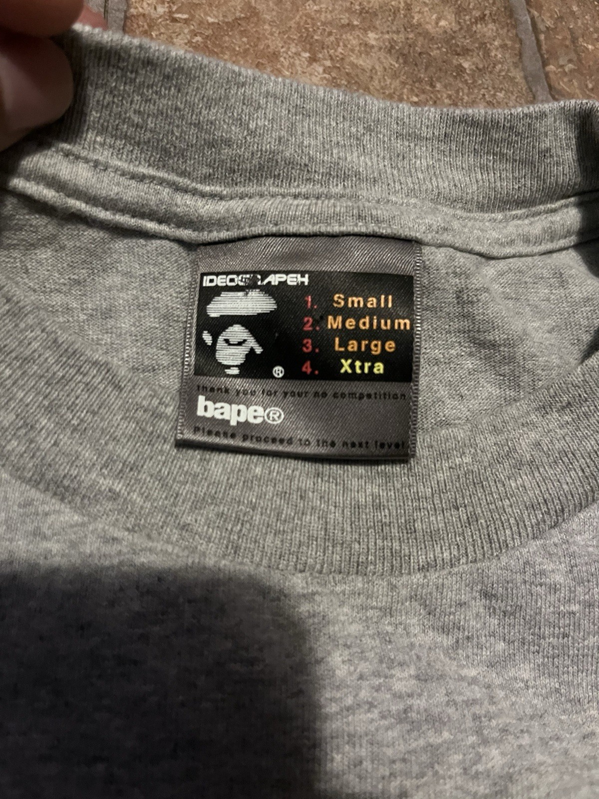 A Bathing Ape BAPE Gray Ape Head Logo Graphic Cotton Knit Tee Crew Neck L gallery