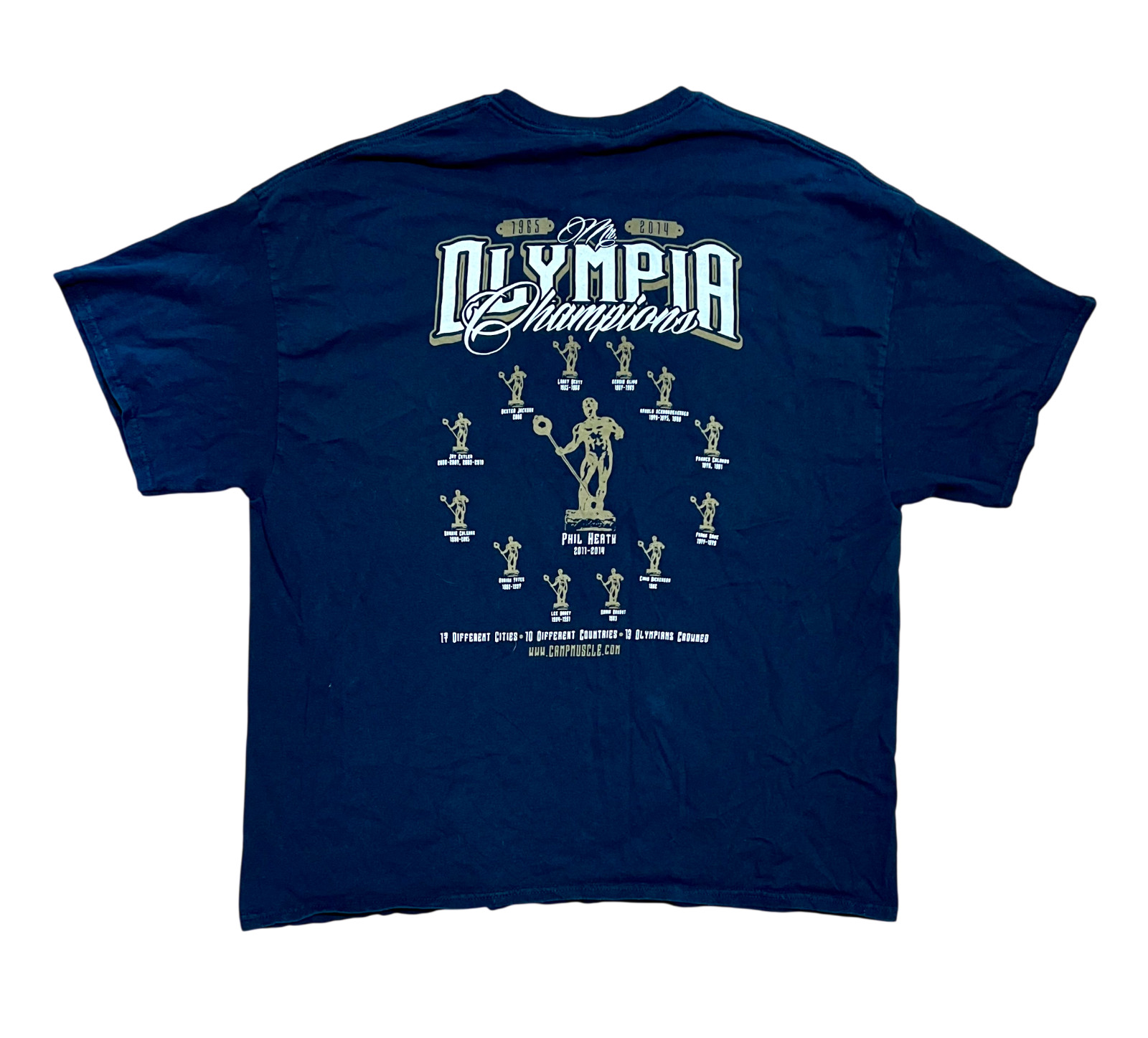 Men's 2XL Mr. Olympia 50th Anniversary Black Vintage Graphic T-Shirt gallery