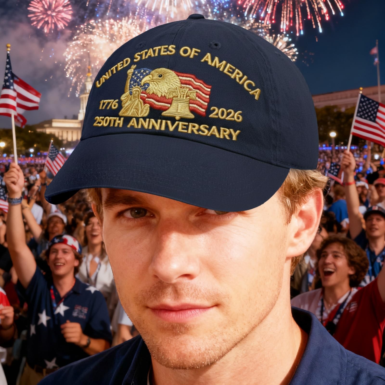 Embroidered United States 250th Anniversary Hat - 250 Years Anniversary USA T... gallery
