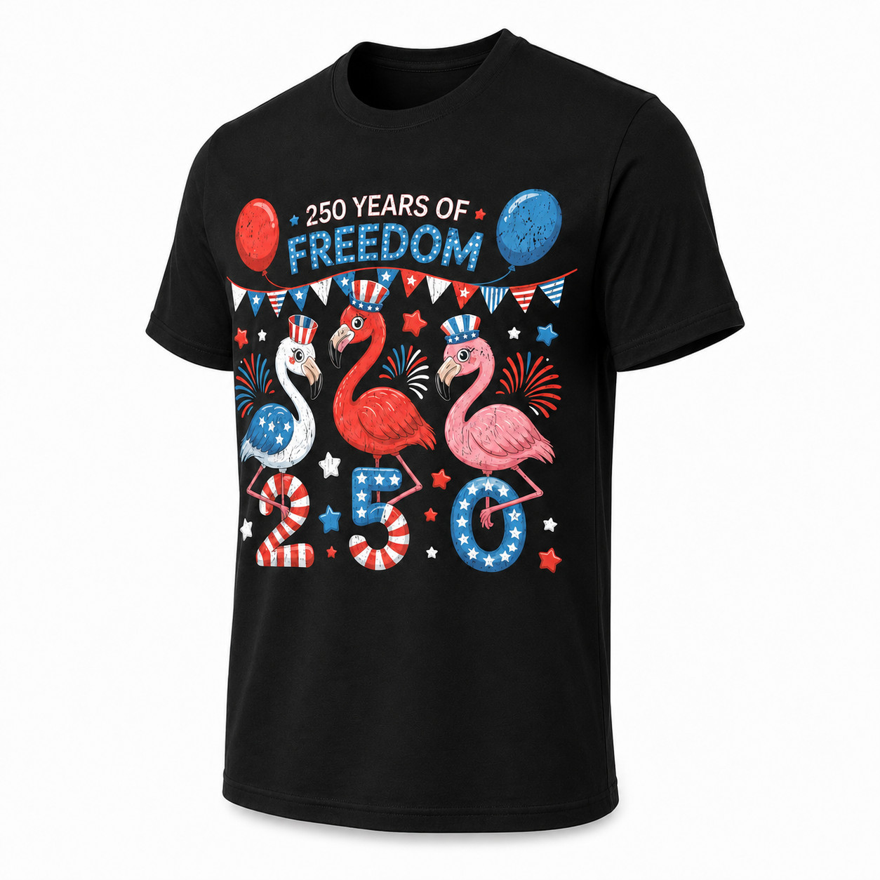 Flamingos Patriotic 250 Years of Freedom Spirit Men Women T-Shirt gallery