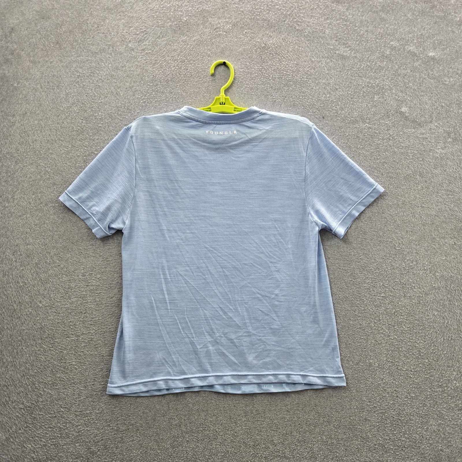 Youngla Men Shirt L Light Blue Logo Short Sleeve gallery