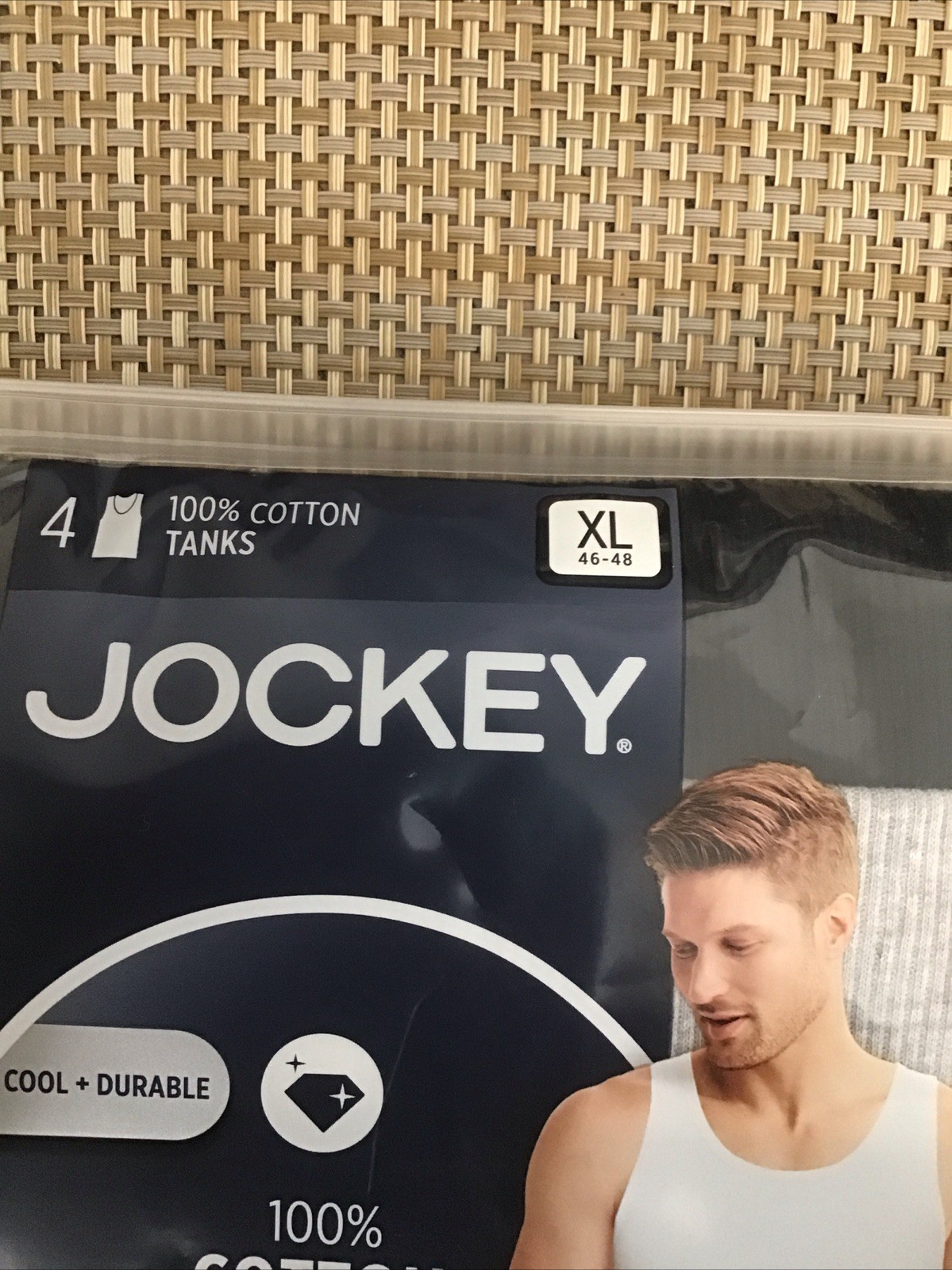 Jockey 4 Cotton Tanks Black /Gray XL 46-48 Brand New Sealed gallery