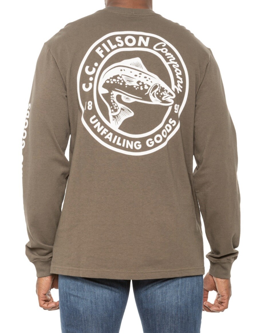 New! $60 Filson Pioneer Graphic Long Sleeve T-shirt Mens Sz M Made In USA. Olive gallery