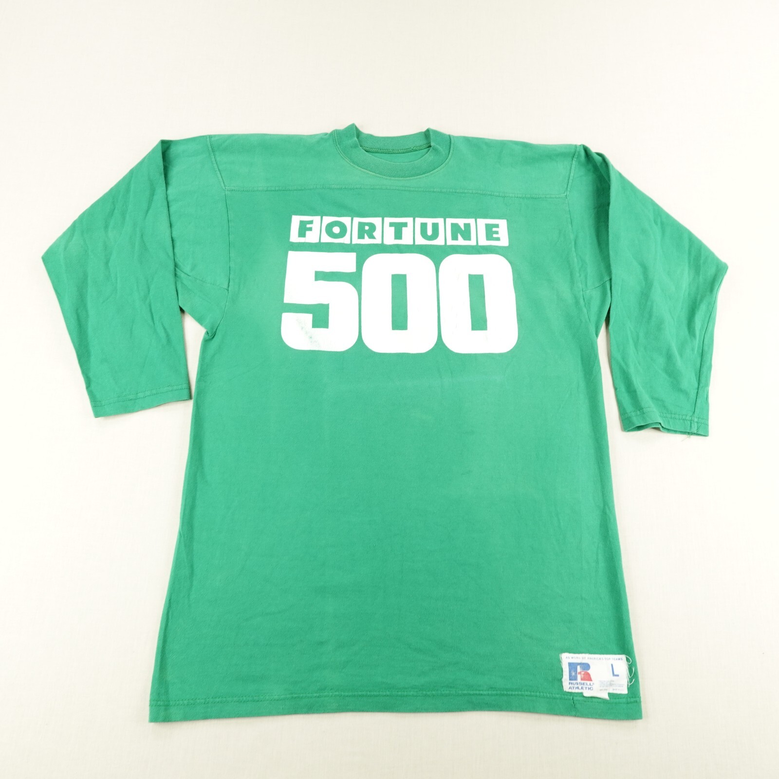 Vintage Russell Athletic Shirt Mens Large Green Fortune 500 Baseball 90s USA gallery