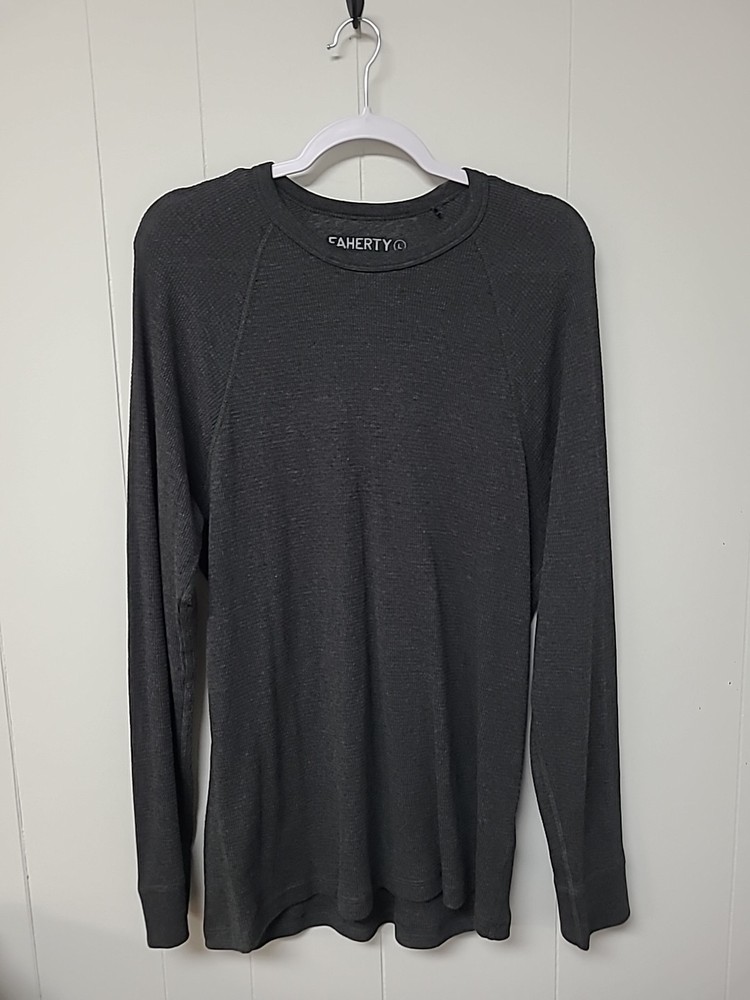 Faherty Cloud Cotton LS Waffle Knit Crewneck – Charcoal Gray – Sz. L