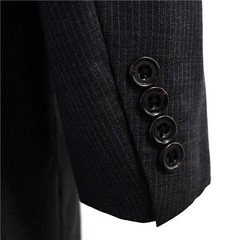Burberrys Dark Gray Stripe Wool 2Button Suit with Center Vent 100% Wool